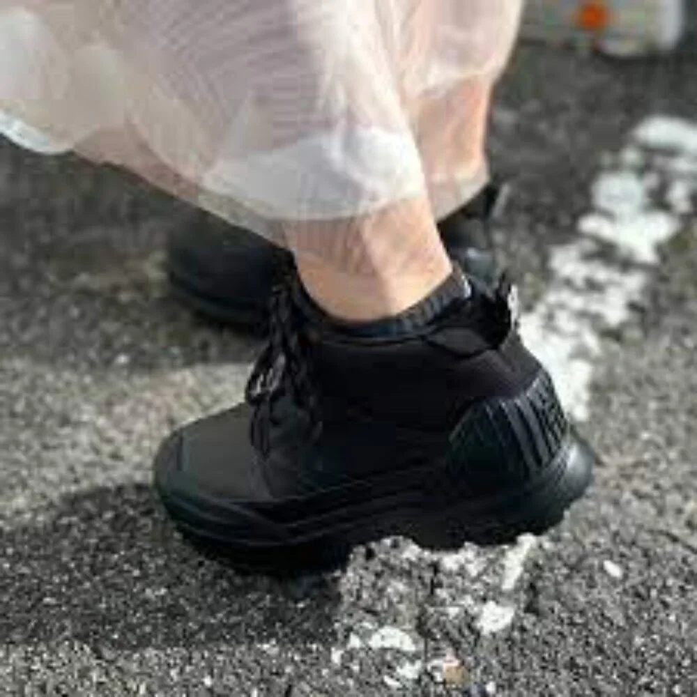 UGG NEUMEL X BLACK TEXTILE LEATHER WATERPROOF RAIN BOOTS